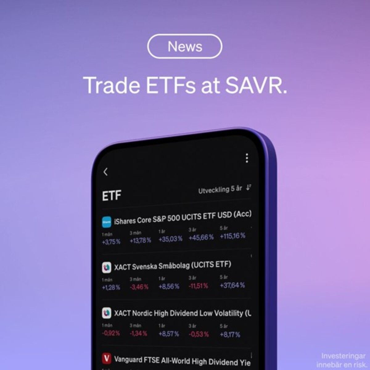 SAVR lanserar ETF-handel