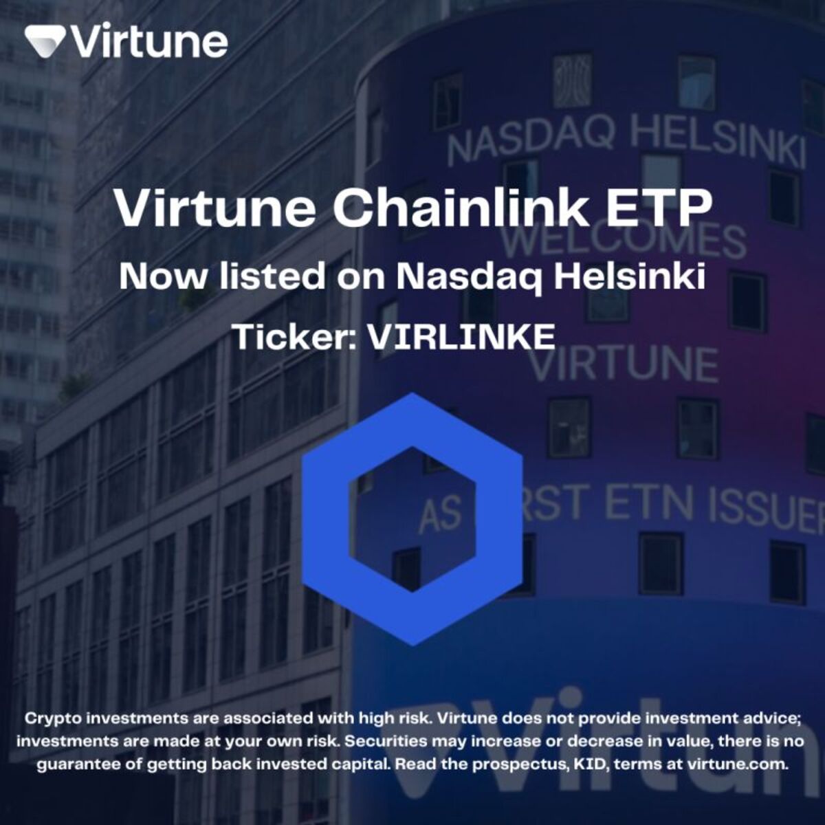 Virtune, en svensk reglerad kapitalförvaltare av kryptotillgångar och emittent av börshandlade produkter, meddelar idag att man noterar Virtune Chainlink ETP på Nasdaq Helsinki.