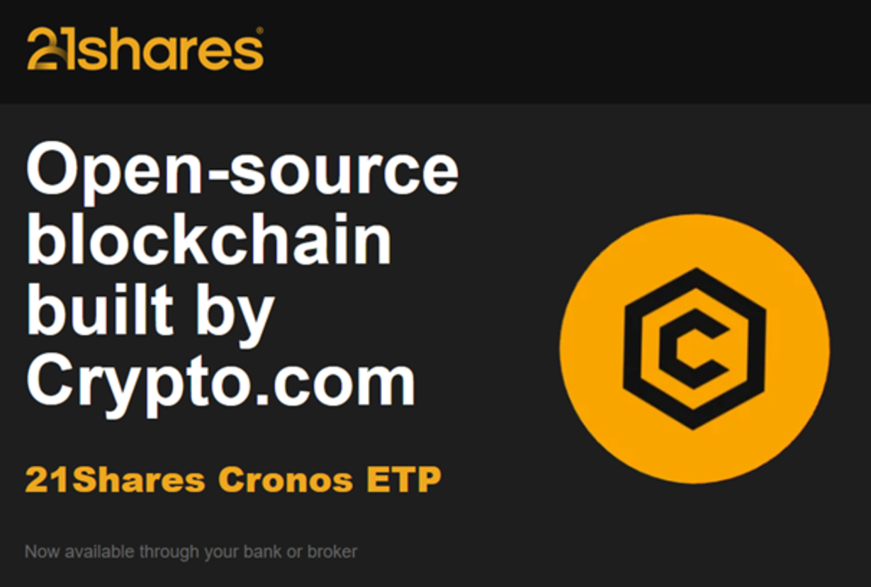 21Shares är glada att kunna tillkännage lanseringen av sin nya produkt, CRON. Med sin sömlösa integration är Cronos redo att driva framtiden för decentraliserad finans (DeFi) och decentraliserade applikationer (dApps).
