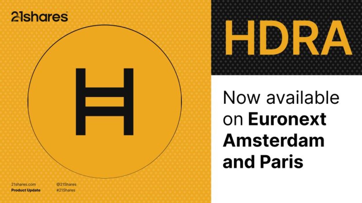 21Shares, en av världens största utgivare av kryptobörshandlade produkter (ETP), tillkännagav idag lanseringen av 21Shares Hedera ETP (Ticker: HDRA). Produkten är nu noterad på Euronext Amsterdam (USD) och Euronext Paris (EUR), vilket erbjuder investerare enkel, transparent och reglerad tillgång till Hederas DLT (distribuerad ledger-teknik) i företagsklass.