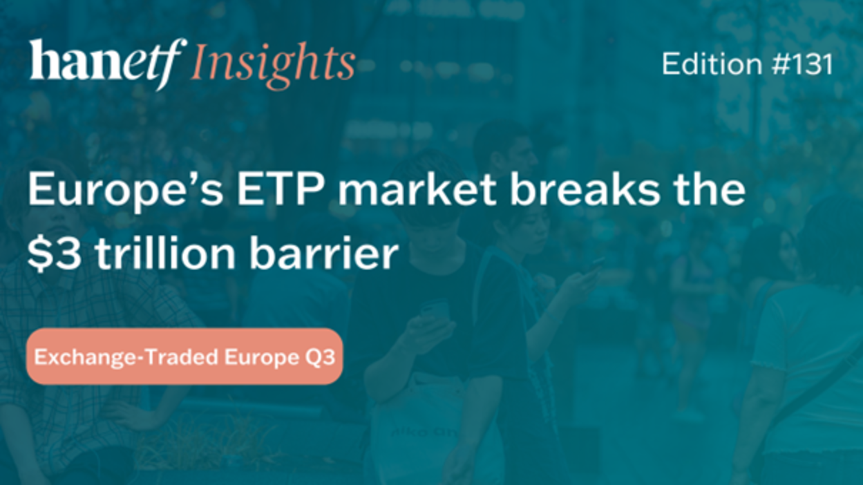 Europas ETP-marknad, marknaden för börshandlade produkter som ETFer och ETPer, har passerat en historisk tröskel och överstigit 3 biljoner dollar i tillgångar för första gången. Ökningen drevs av kraftiga inflöden till ETFer, som steg till 2,87 biljoner dollar – en ökning med 10 procent enbart under tredje kvartalet.