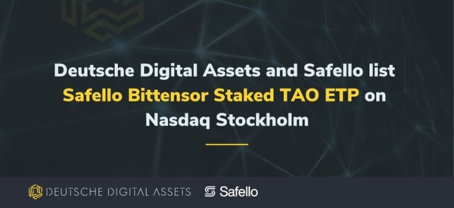 DDA, i samarbete med Safello, den ledande kryptovalutabörsen i Norden, listar den innovativa Safello Bittensor Staked TAO ETP (ISIN: DE000A4APQY4; WKN: A4APQY, Ticker: STAO) på Nasdaq Stockholm.