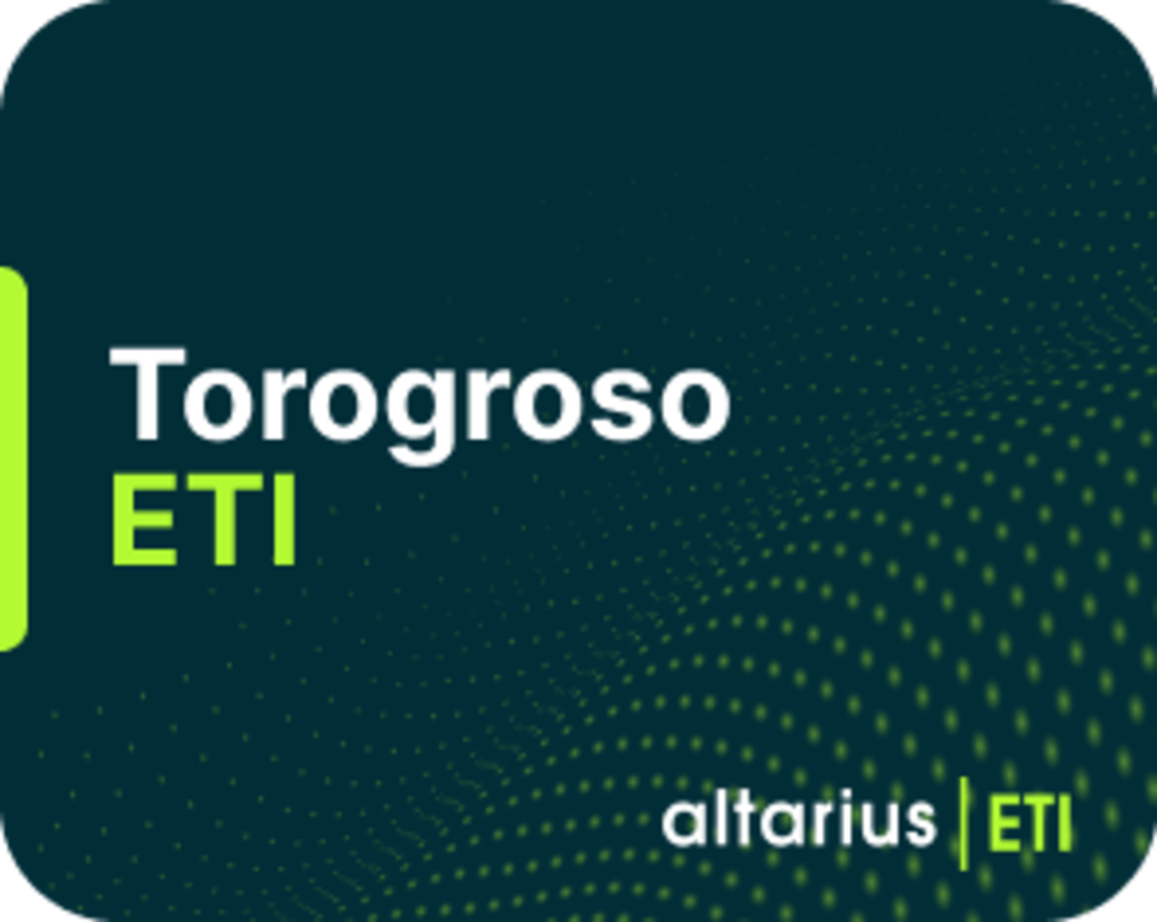 Torogroso ETP (TOO1 ETF) med ISIN XS3269544030, är en aktivt förvaltad indexfond. Denna delfond har som investeringsmål att följa både den uppåtgående och nedåtgående utvecklingen av indexet denominerat i amerikanska dollar och representativt för large- och mid-cap-företag noterade på utvecklade marknader, samtidigt som volatiliteten i skillnaden mellan den absorberade delfondens avkastning och indexets avkastning (”spårningsfelet”) minimeras.