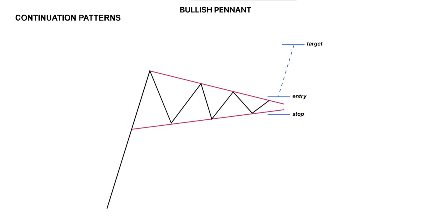 Inom teknisk analys är vimplar är ett kraftfullt fortsättningsmönster som indikerar en kort konsolidering efter en explosiv prisrörelse. Vimplar liknar en mycket liten symmetrisk triangel som bildas direkt efter en brant upp- eller nedgång. Vimplar signalerar vanligtvis en snabb fortsättning av trenden; erbjuder god risk/reward tack vare möjligheten till en snäv stop-loss.
