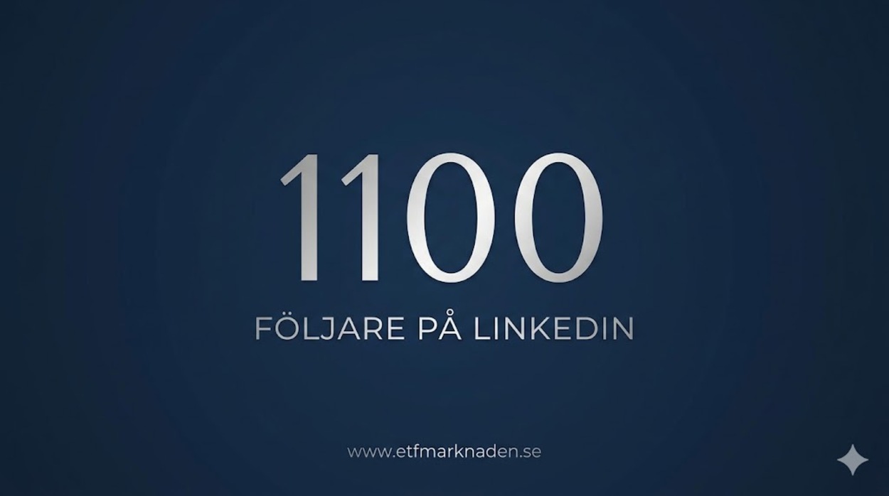 Marknaden för börshandlade fonder (ETFer) växer så det knakar, och intresset för smarta, kostnadseffektiva investeringar har aldrig varit större. Det märks inte minst på vår LinkedIn-sida, där vi precis har passerat en fantastisk milstolpe: Över 1 100 följare!